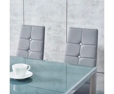 Impor 4x Lori Chair Pilkas Glamour kėdžių rinkinys ekologinės odos kristalai deimantai