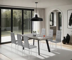 Impor 6 x Lori kėdžių rinkinys Gray Glamour kėdės ekologiškos odos kristalai deimantai