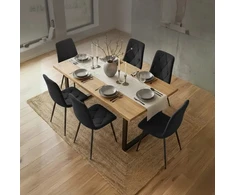 Impor 6xKERI Minkštų dygsniuotų Velvet Velvet kėdžių rinkinys Juoda