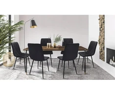 Impor 6xKERI Minkštų dygsniuotų Velvet Velvet kėdžių rinkinys Juoda
