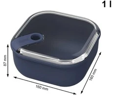 Indas su dangčiu maistui laikyti Ela Rotho 16x16x8.7cm/1L Midnight Mėlyna