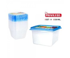 Be Prekinio Zenklo Indeliai maisto laikymui PRIVILEGE, 9 vnt, 550 ml.