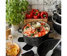 INDUKCINIS puodo dangtis KIETOS DUJOS Konighoffer Pollo Juodas 4,5l 24cm