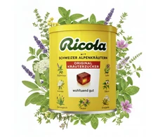 Inn Ricola szwajcarskie ziołowe cukierki na kaszel i chrypkę 250 g puszka su DE