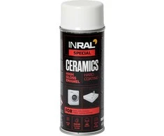 Aerozoliniai dažai blizgiems paviršiam INRAL SPECIAL CERAMICS balti RAL9003 400 ml.