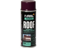 Aerozoliniai dažai stogo dangai INRAL ROOF SPRAY šokoladiniai RAL8017 400 ml.