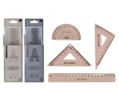 Interdruk Academy geometrinis rinkinys su liniuote 20cm, 4 elementai