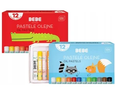 Interdruk Bebe minkšti aliejiniai pasteliai, 12 spalvų