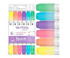 Interdruk Rinkinys su 6 pastelinių spalvų žymekliais "yn Teen"