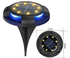 Įsmeigiamas LED lauko šviestuvas įkraunamas saulės energija 8LED + 4RGB ø11x13cm, 2vnt.