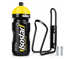 ISOSTAR BUTELIŲ RINKINYS 650 ML Juodas + ALIUMININIS KREPŠĖLIS DVIRAČIO BUTELUI