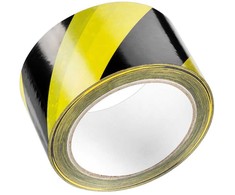 Įspėjamoji juosta CE, lipni, geltona-juoda 0,060 x 66m