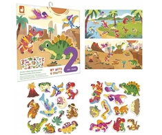 Janod Kūrybinis daugkartinių lipdukų rinkinys Dinosaurs My arts &amp; crafts 2+