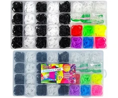 Jhc E Commerce Didelis rinkinys apyrankėms iš guminių juostelių gaminti div Juodas Baltas COLOURS