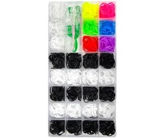 Jhc E Commerce Didelis rinkinys apyrankėms iš guminių juostelių gaminti div Juodas Baltas COLOURS