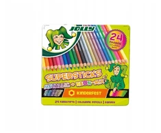 Jolly Metallic+ Neon Kreidelės, 24 vnt. metalinėje dėžutėje