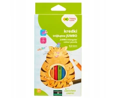 Jumbo 12 spalvų kreidelės su drožtuku Happy Color