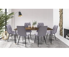 Jumi Apmušta loft glamour dygsniuota pilka aksominė kėdė