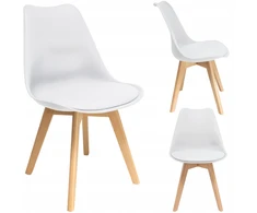 Jumi Balta skandinaviška kėdė su pagalve buko kojomis, skirta virtuvei Living Room Deluxe