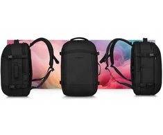 Juoda kelioninė kuprinė su vakuuminiu skyriumi ir USB jungtimi - Peterson