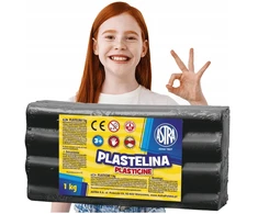 Juoda plastelina vaikams, 1kg, Astra, mokyklinė, minkšta