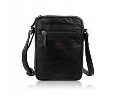 Juoda vyriška odinė rankinė per petį iš „washed leather“ odos, „Paolo Peruzzi“ SL-03-CSBL