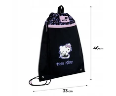 Juodas mokyklinis batų krepšys mergaitėms su Hello Kitty Kite kišene