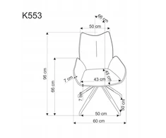 K-553 Halmar smėlio spalvos pasukama valgomojo kėdė, palėpės kryžminės kojos