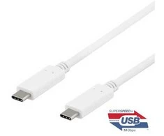 Kabelis DELTACO USB-C į USB-C, 0,5 m, 10 Gbps, 100 W 5A, USB 3.1 Gen 2, E-Market, baltas / USBC-1406