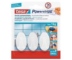 Kabliukai TESA SMALL OVALE, baltos sp., 3 vnt.