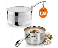 Kadax PUODAS, PLIENO PADAŽAS, 1,8 L, RANKENĖ, DUJOS, INDUKCINĖ, NERŪDŽIASIS PLIENAS