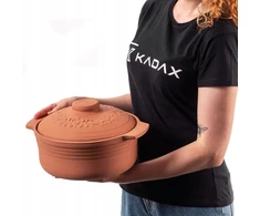 Kadax ROMĖNiško molio puodas 4 l molio indo FORMA SU DANGČIU APVALUS DIDELIS