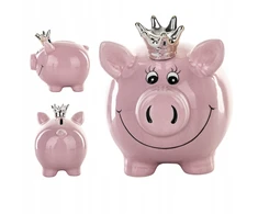 Kaj PIGGY BANK 13 CM KERAMIKOS ATIDARYTA DOVANA MERGAITĖMS VAIKAMS