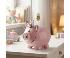 Kaj PIGGY BANK 13 CM KERAMIKOS ATIDARYTA DOVANA MERGAITĖMS VAIKAMS