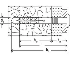 Kalamas kaištis su borteliu Hammerfix N 8x40/7 P, Fischer 50 vnt.