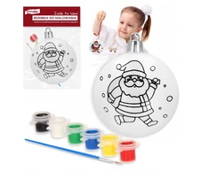 Kalėdinis plastikinis baublys 8 cm dizaino Kalėdų Senelis + dažai 6x3 ml artmaker