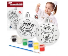Kalėdinis plastikinis baublys 8 cm rinkinys iš 2 vnt. (Kalėdų Senelis, elnias) + dažai 6x3 ml artmaker