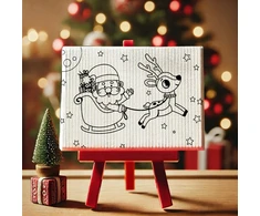 Kalėdų tapybos rinkinys molbertas + teptukas + dažai + drobė 10x15 cm Kalėdų Senelio rogės Artmaker