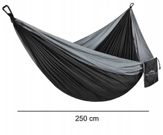Kalnų turistinis hamakas miškui 250 cm sklypui šviesus, juodas