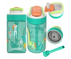 Kambukka Lagoon 400 ml Disco Zoo – butelis vaikams su šiaudeliu, Tritan, 100 % sandarus