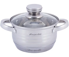 Kamille TRADICINIS PUODAS SU DANGIU 1,5L PLIENINIS 16cm INDUKCINĖS DUJOS