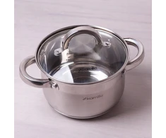 Kamille VIRTUVĖS PUODAS PLIENAS 2.1 LGAZ TRADICINĖ INDUKCIJA 16 CM SU dangteliu