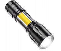 Karinis LED ZOOM taktinis žibintuvėlis, stiprus, įkraunamas, daugiafunkcis USB