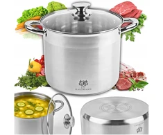 Karl Hausmann DIDELIS PUODAS 13,5 L INDUKCINIŲ DUJŲ AUKŠTAI PLIENINIS PUODAS GASTRO KIETUS DANGIS