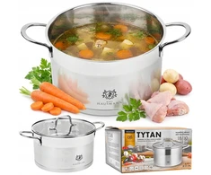 Karl Hausmann INDUKCINĖS DUJOS IŠ PLIENO 18/10 7,6L 26cm SU DANDU DIDELIU INDUKCIJAI