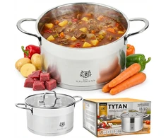 Karl Hausmann INDUKCINIS PUODAS, DUJOS, PLIENAS 18/10 6,1L 24cm INDUKCINIAI PUODAI SU DANGIU