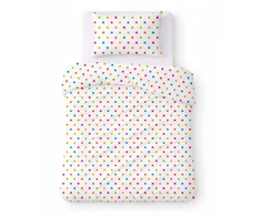 Karo Medvilnės komplektas 140x200 Baltas with Colorful Polka Dots - COTTON HOME KIDS