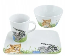 KAROLINA S-03572 VAIKŲ RINKINYS 3 ELEMENTŲ PORCELININĖS KATĖS