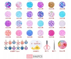 Karoliukai Purpuriniai amatų rinkinys MEGA Box 28 Cells DIY Jewelry 845vnt