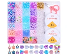 Karoliukai Purpuriniai amatų rinkinys MEGA Box 28 Cells DIY Jewelry 845vnt